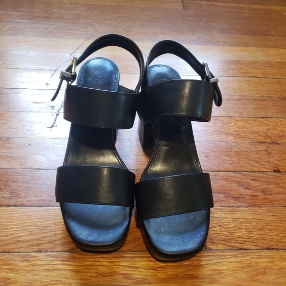 SOLD Urban Outfitters Austin Black Platform High Heel Sandals Sz 9 Chunky Block - Picture 4 of 8